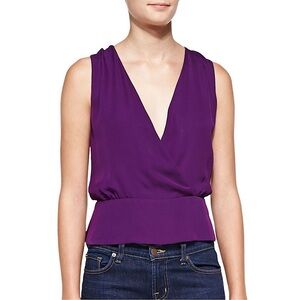 NWOT THEORY Camara 100% silk sleeveless windsor  purple top size small new